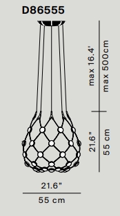 D86 Mesh Ceiling lamp Ø55cm - Cable length 1m Luceplan