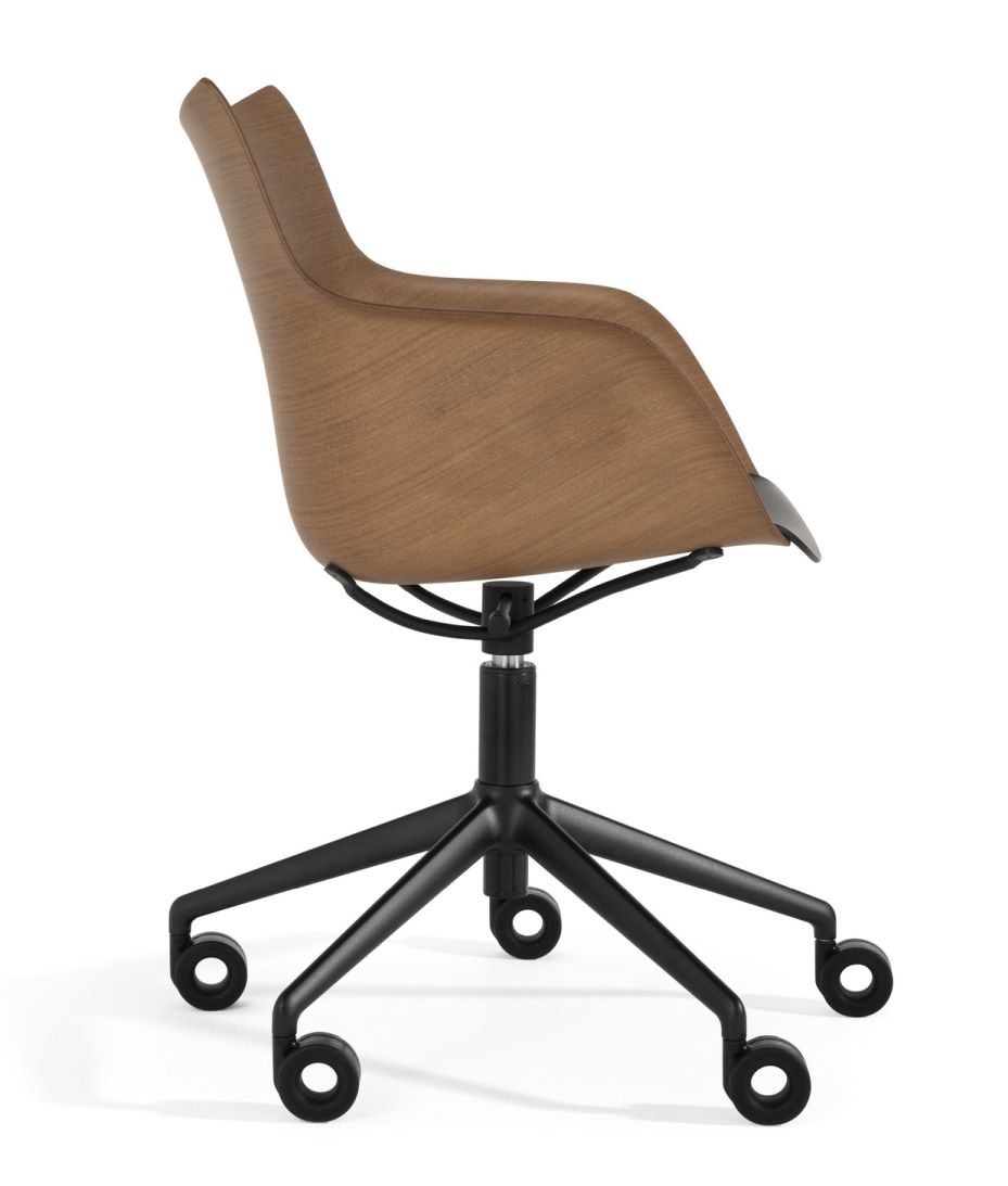 Q/Wood Swivel Chair SN Dark Wood / Black Frame Kartell