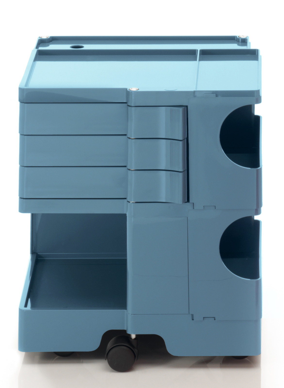 Boby in WHALE mobile pedestal B-Line LIMITED EDITION Boby Rollcontainer in Blau: Vielseitiger, mobiler Rollwagen mit Schubladen und Ablagefächern.