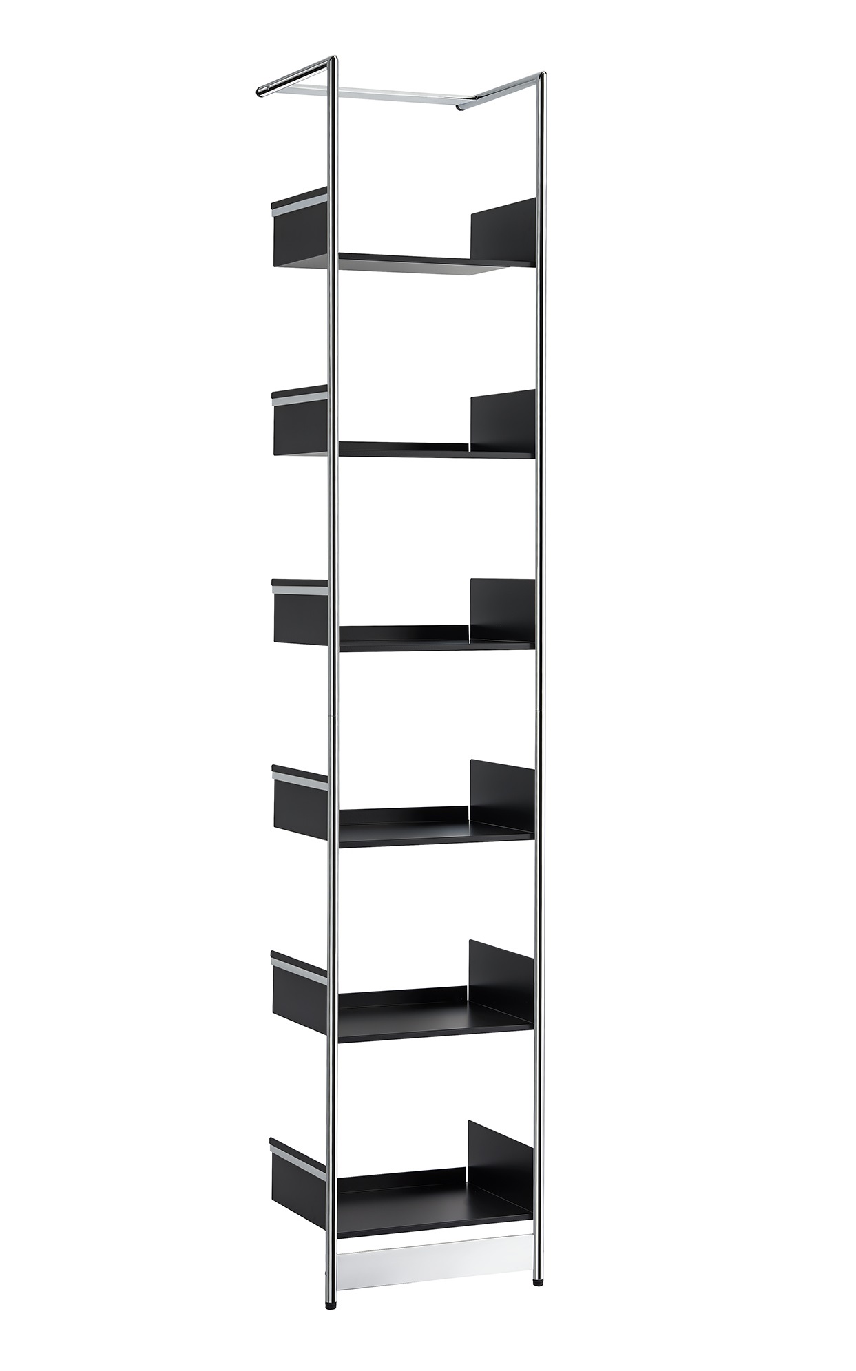 Pool 220 Leaning shelf Mox frame chrome glossy shelves black
