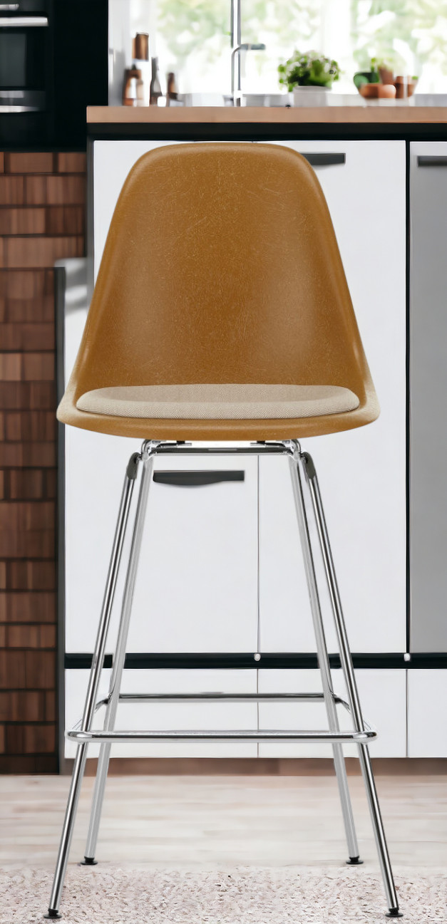 Eames Fibreglass Bar Stool Medium Bar stool with seat cushion Vitra