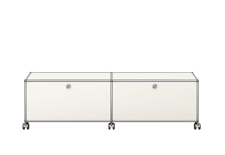 USM Haller TV/Hi-Fi Lowboard M61 on casters with 2 hinged doors Pure White