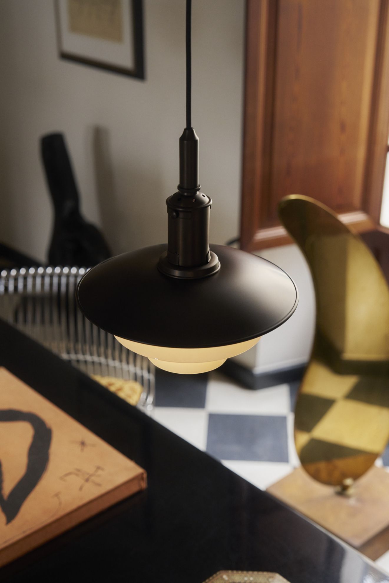 PH 3/3 Aged Brass Opal pendant light Louis Poulsen
