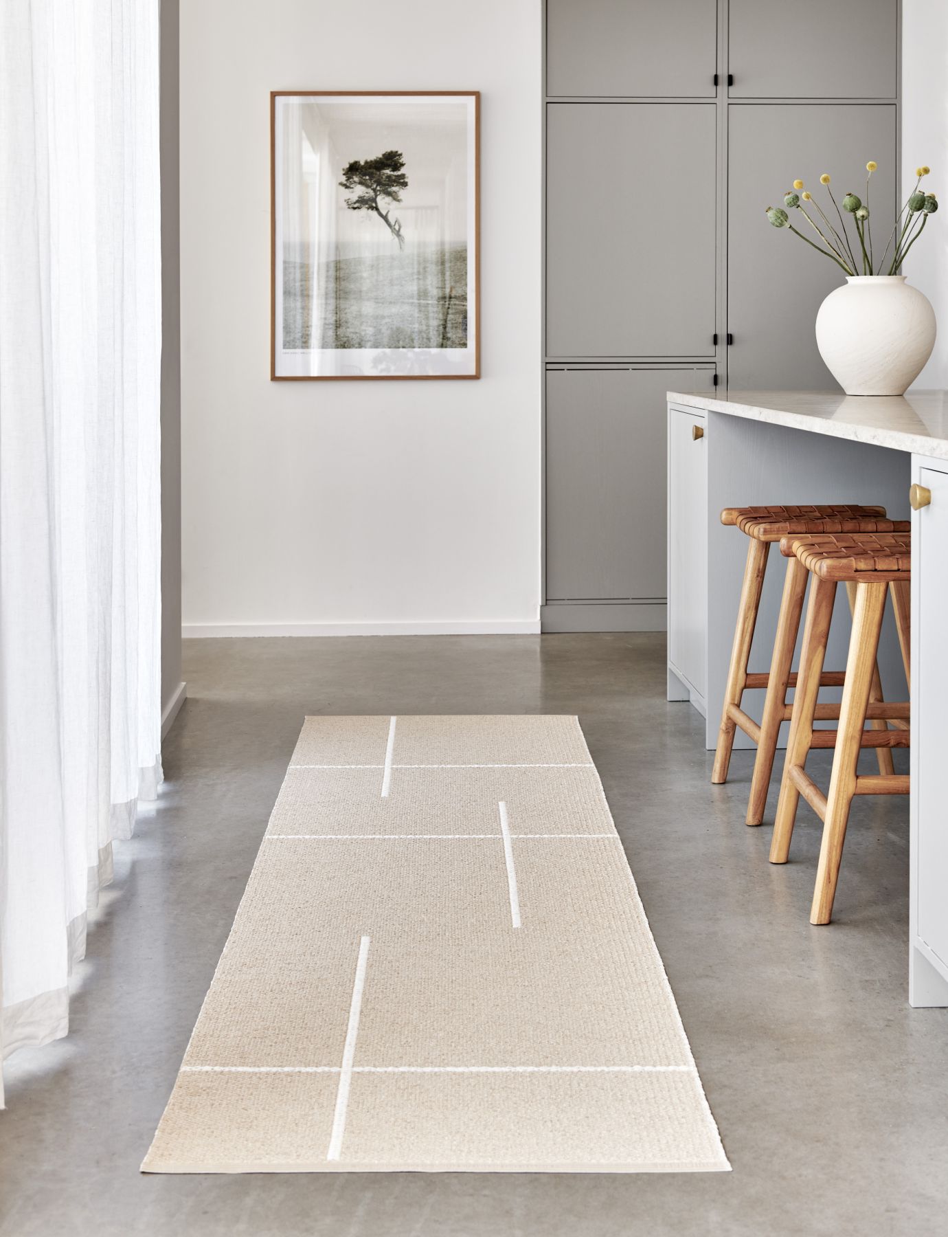 Fred Rug 70x180cm beige Pappelina