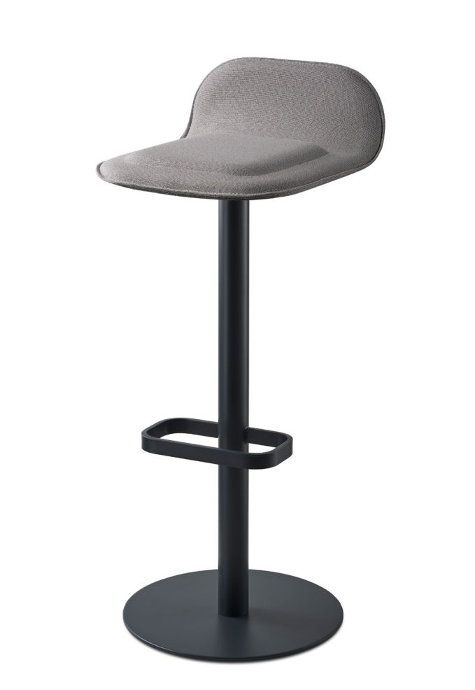 Dave Bar Stool Anthracite with Seat Cushion in Light Grey Moree