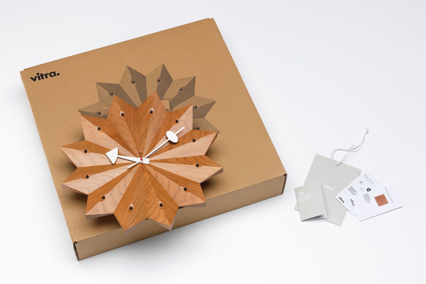 Fan Clock Wall Clock Cherry Wood Vitra