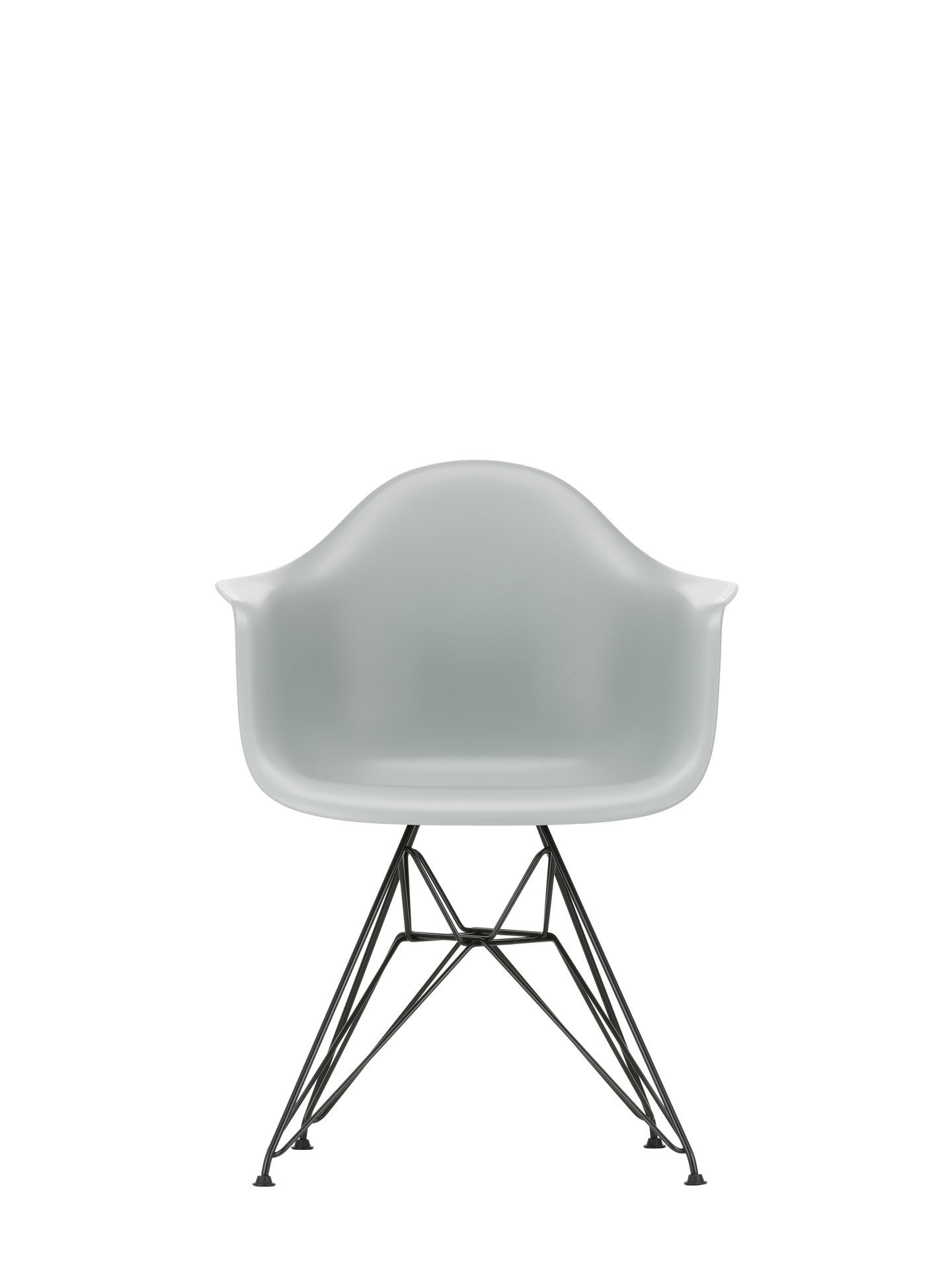 Eames Plastic Arm Chair DAR Stuhl in Kieselstein mit verchromtem Eiffelgestell, moderner Designklassiker.