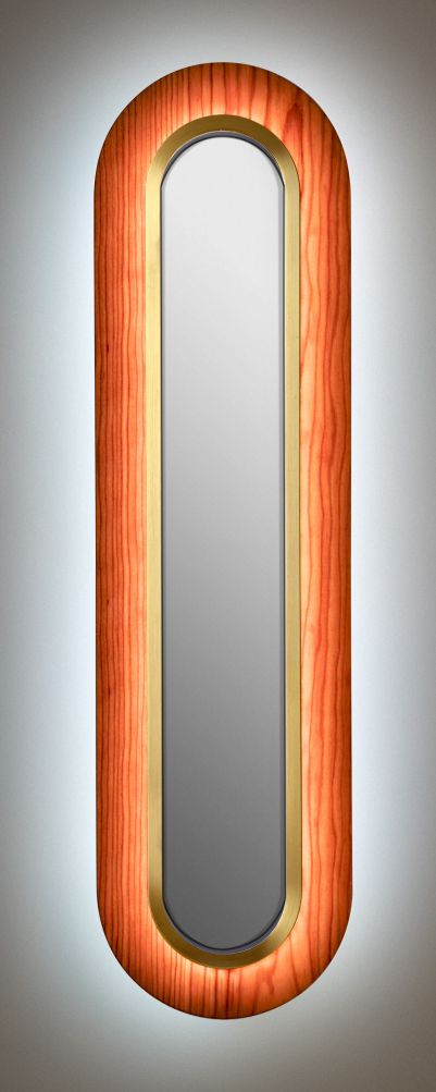Lens LED Wall Lamp Superoval Metal Ring in Gold Cherry LZF Lamps