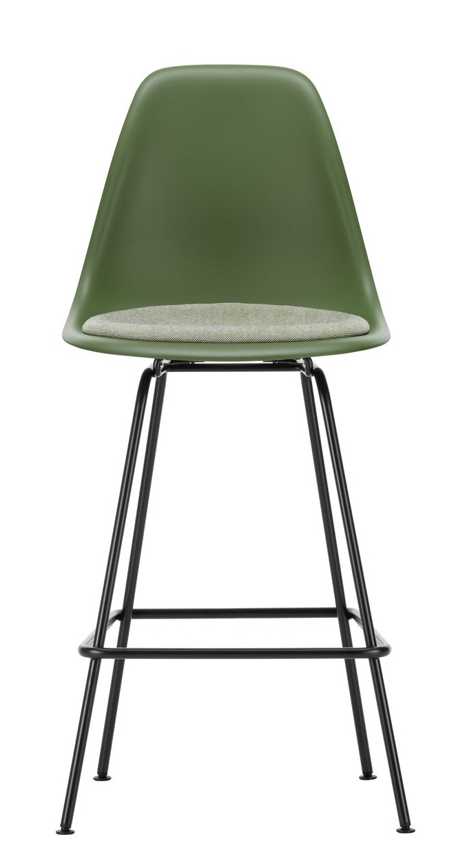 Eames Plastic Bar Stool Medium with seat cushion Vitra
