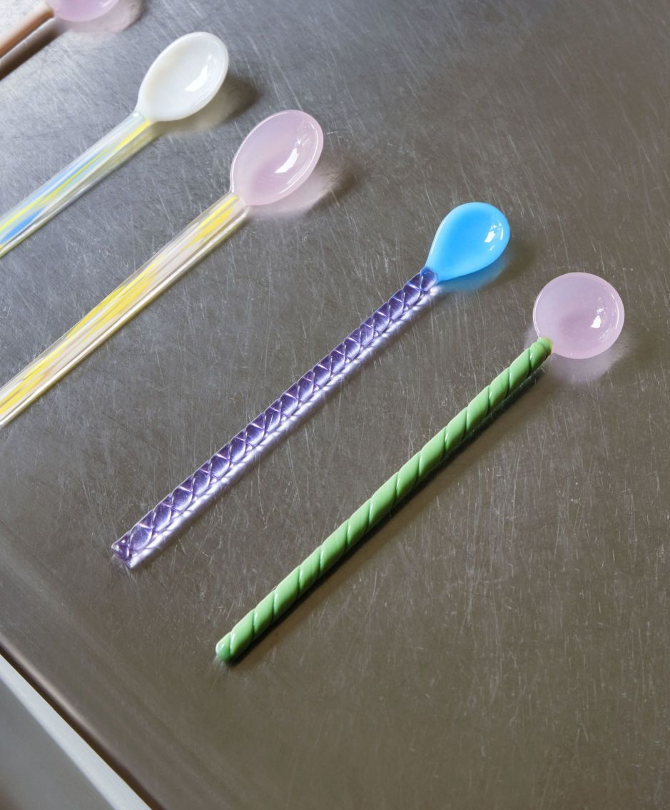 Twist Glass Spoons Turquoise & light pink Hay SINGLE PIECES