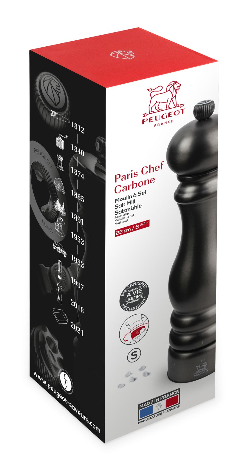 Paris Chef Carbon Salt mill 22 cm Peugeot SINGLE PIECES