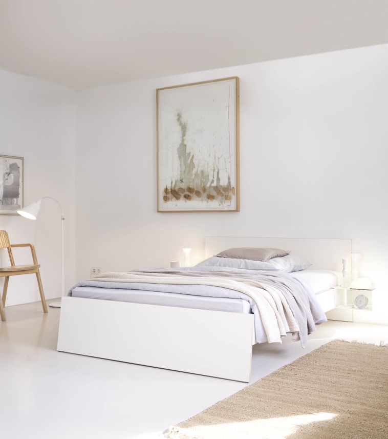 Stockholm bed birch multiplex with high headboard Richard Lampert 
