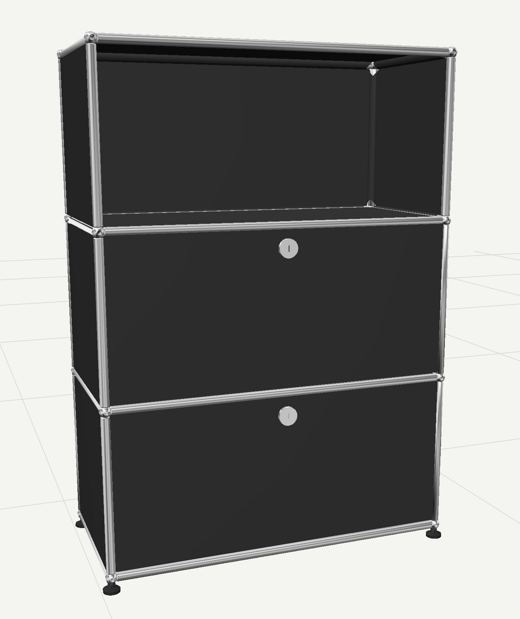 USM Haller Highboard mit 2 Klappen und 1 Fach offen-anthrazitgrau