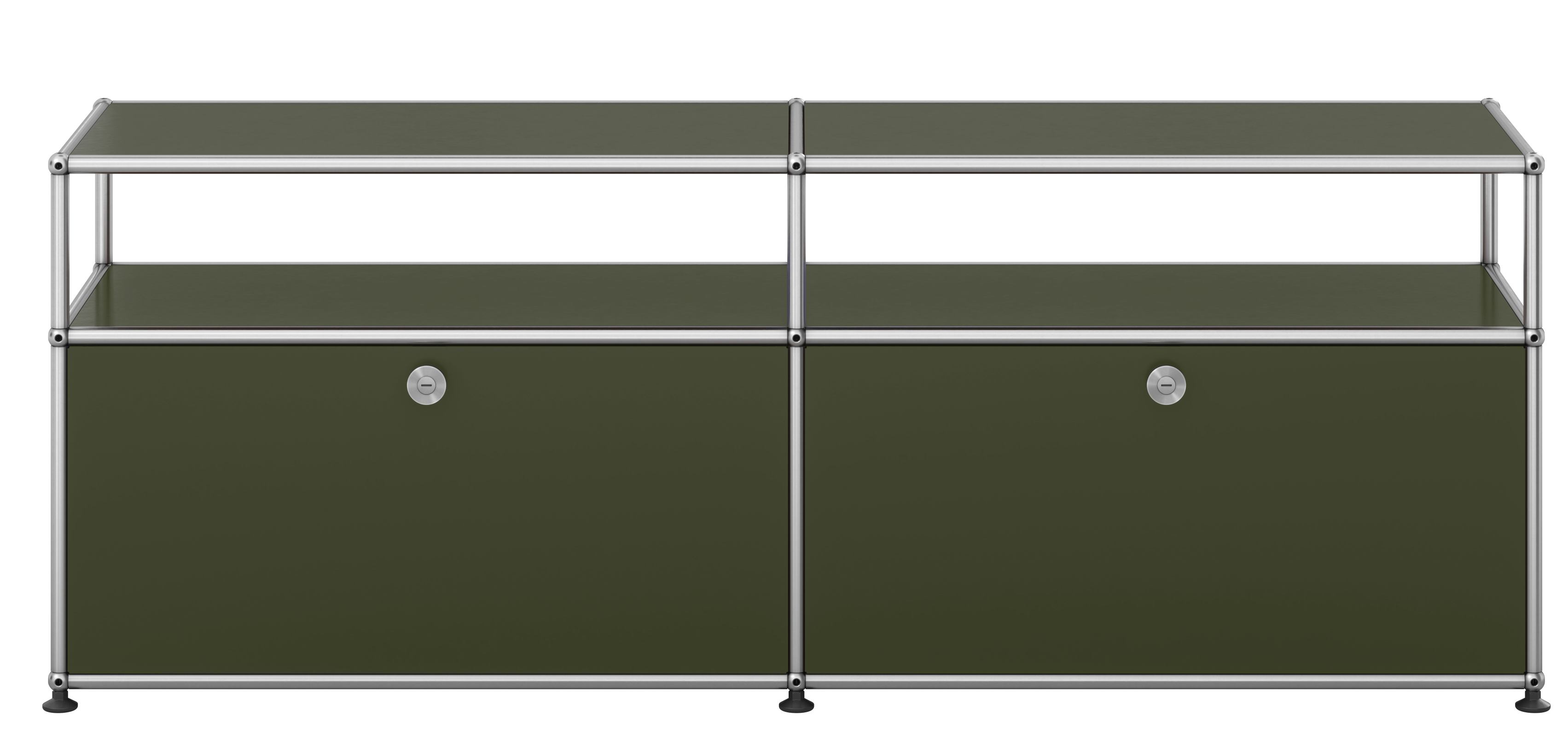 USM Haller lowboard with two hinged doors olive green NEW STANDARD COLOUR