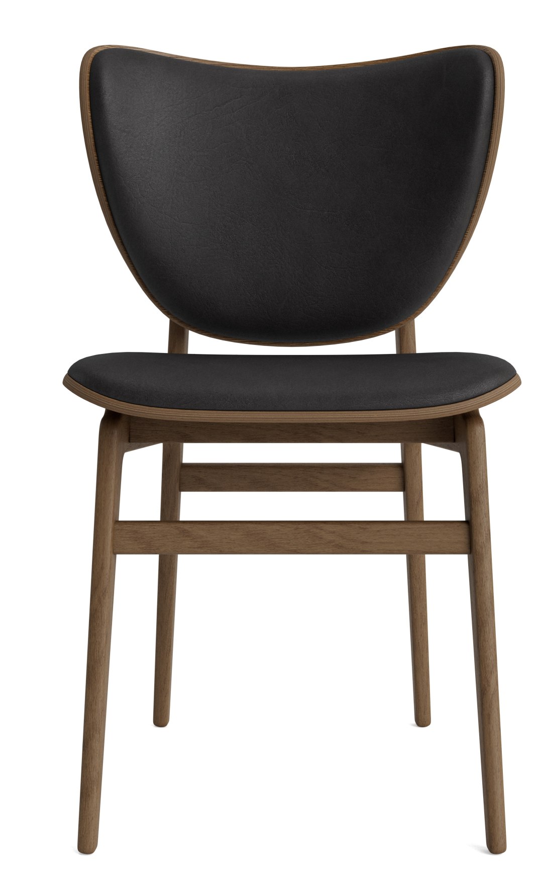 Elephant Dining Chair mit anthrazitfarbenem Lederbezug und geräuchertem Eichenholz Gestell. Moderner Esszimmerstuhl.