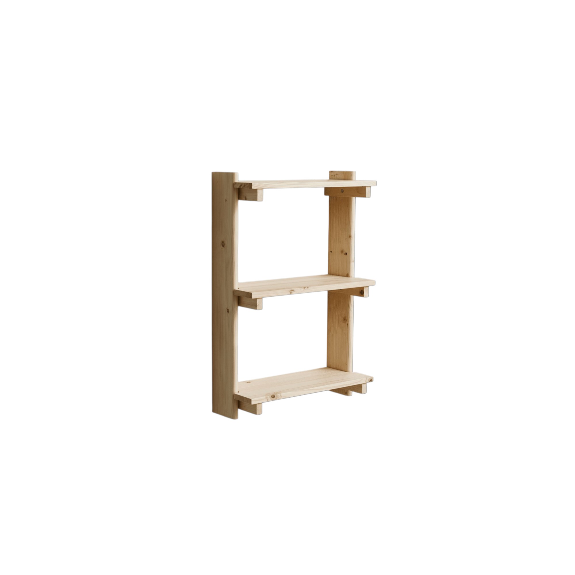 Beam Wandregal von Form & Refine aus hellem Holz mit drei Ablageflächen.
