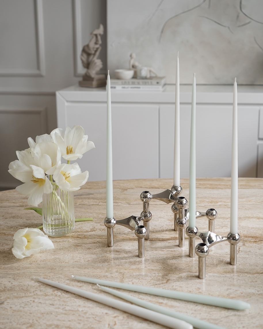 Candlestick set of 3 chromeStoff Nagel