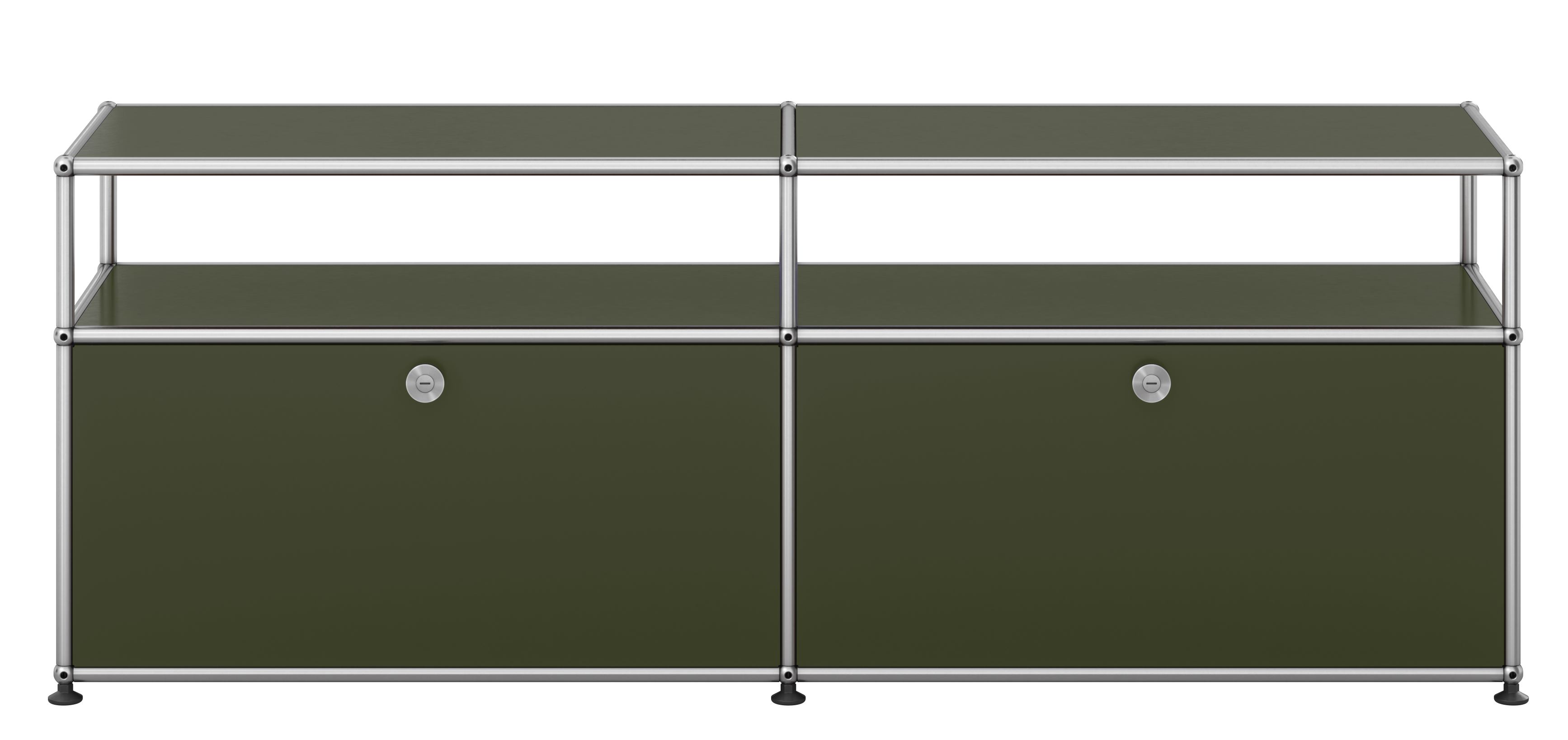USM Haller lowboard with two hinged doors olive green NEW STANDARD COLOUR