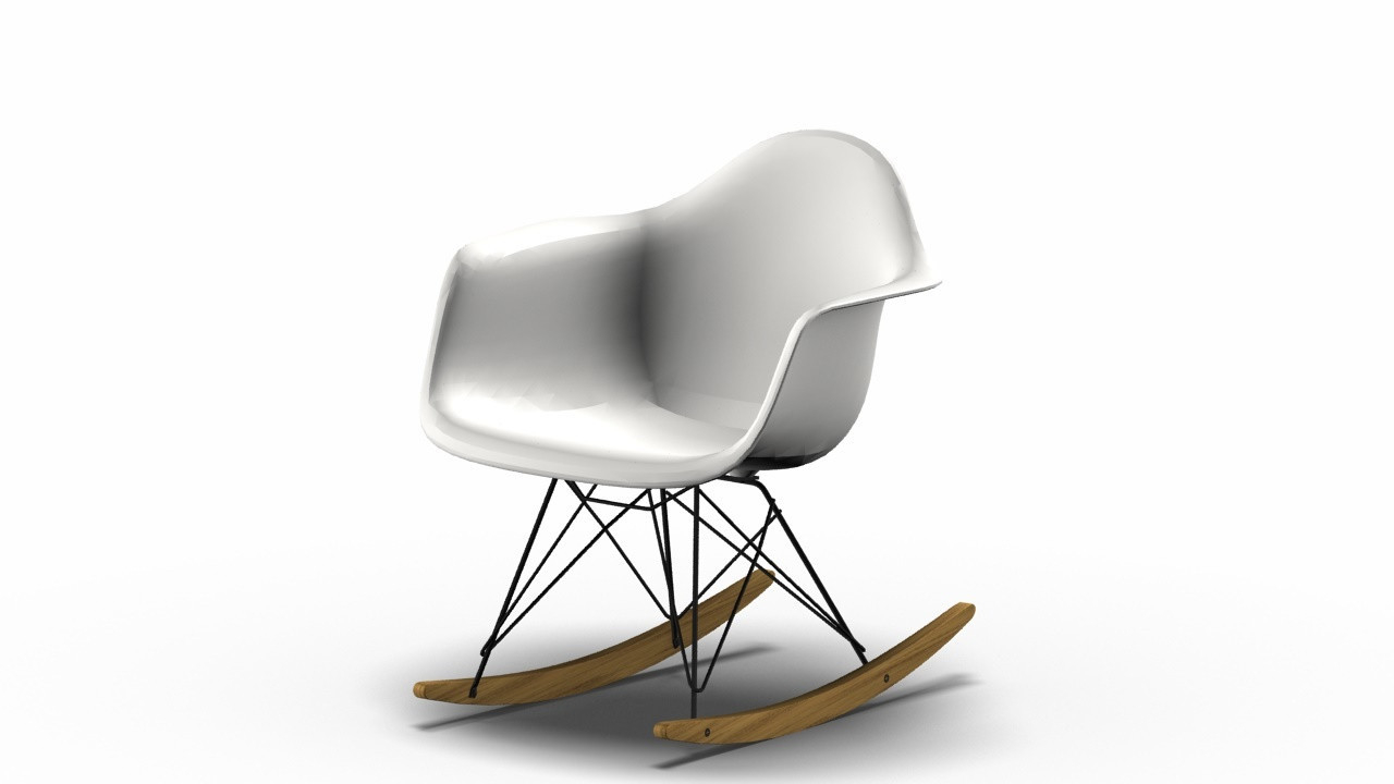 Eames Plastic Arm Chair RAR Rocking Chair Vitra Maple yallowish - Black - White