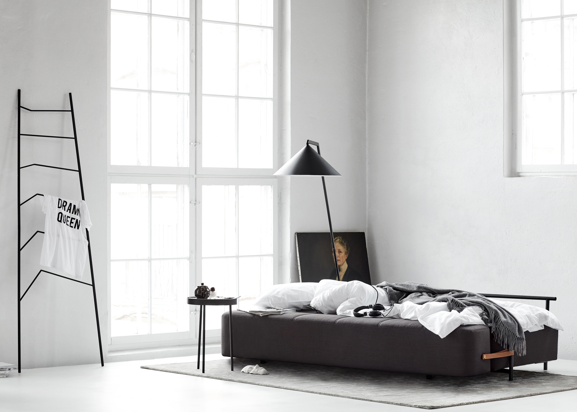 Daybe Sofa bed Fabric Brusvik dark gray Northern