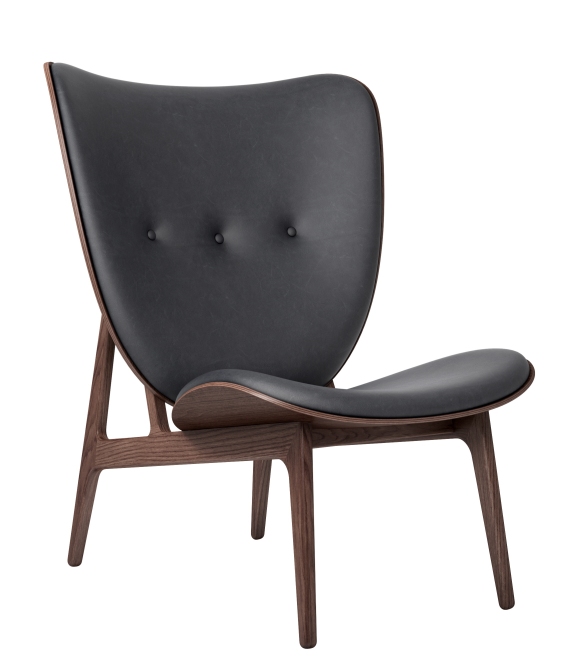 Schwarzer Elephant Lounge Sessel von Norr11 mit dunklem Holzgestell, moderner Design Sessel.