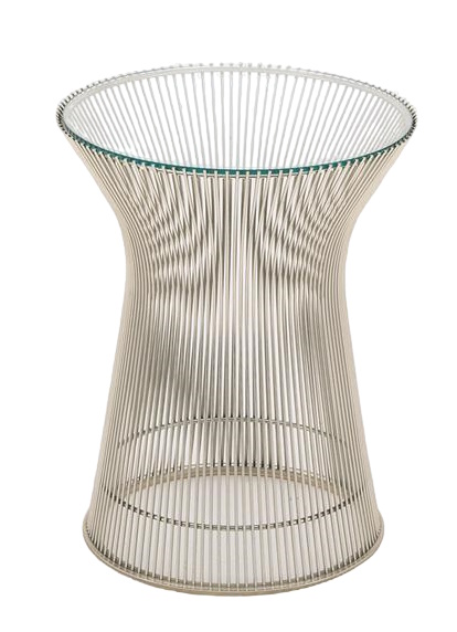 Platner side table crystal glass / polished nickel Knoll International - QUICK SHIP