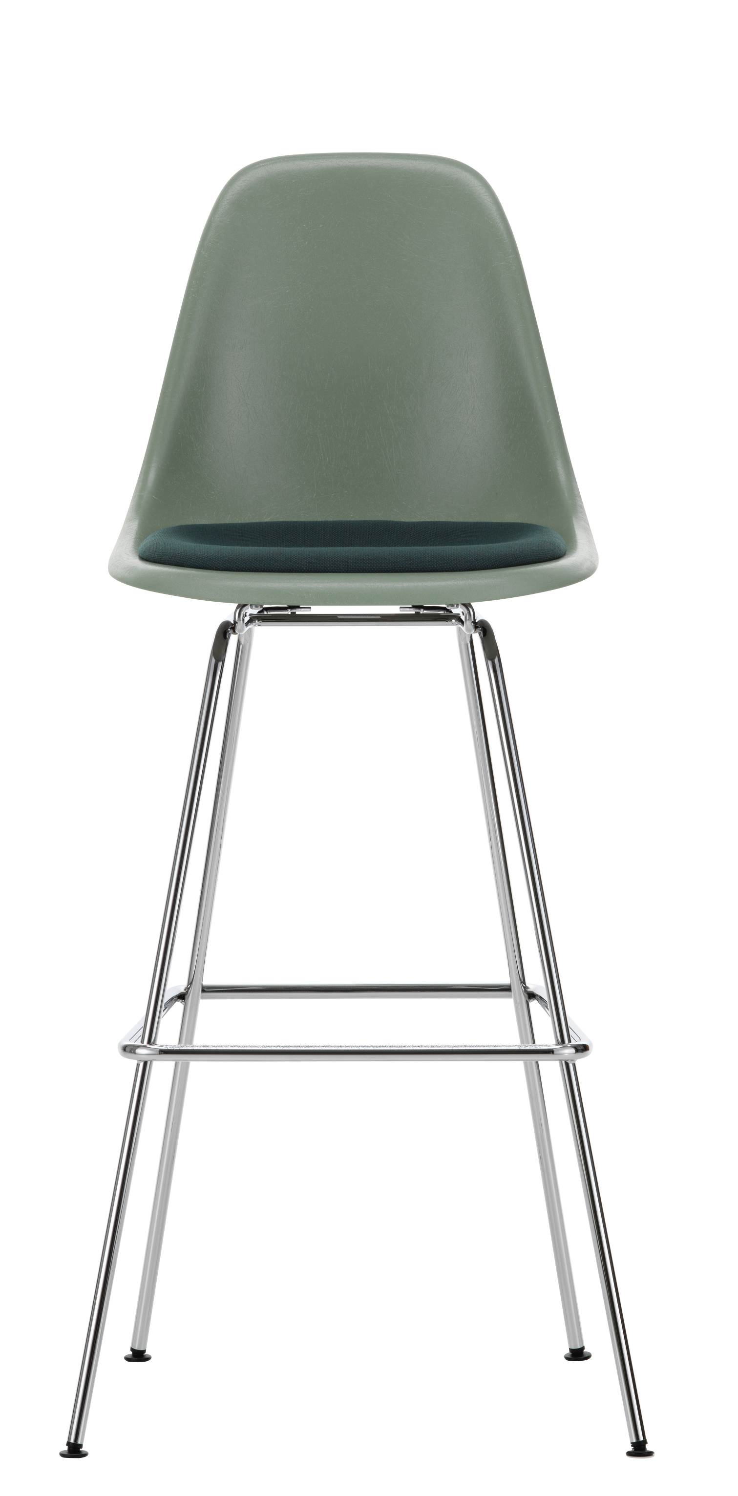Eames Fibreglass Bar Stool High Bar stool with seat cushion Vitra 