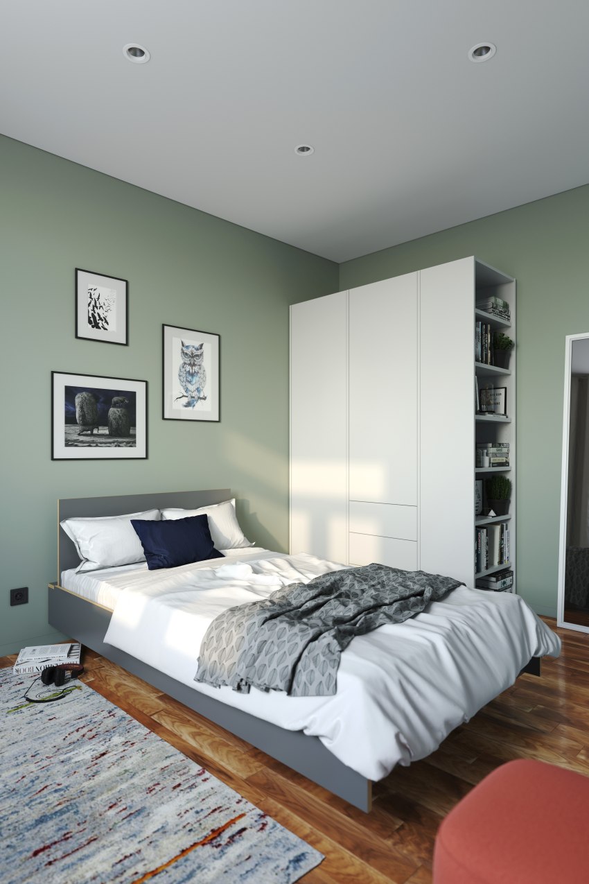MODULAR PLUS wardrobe combination with add-on shelf on the right and 3 drawers Müller Möbelwerkstätten