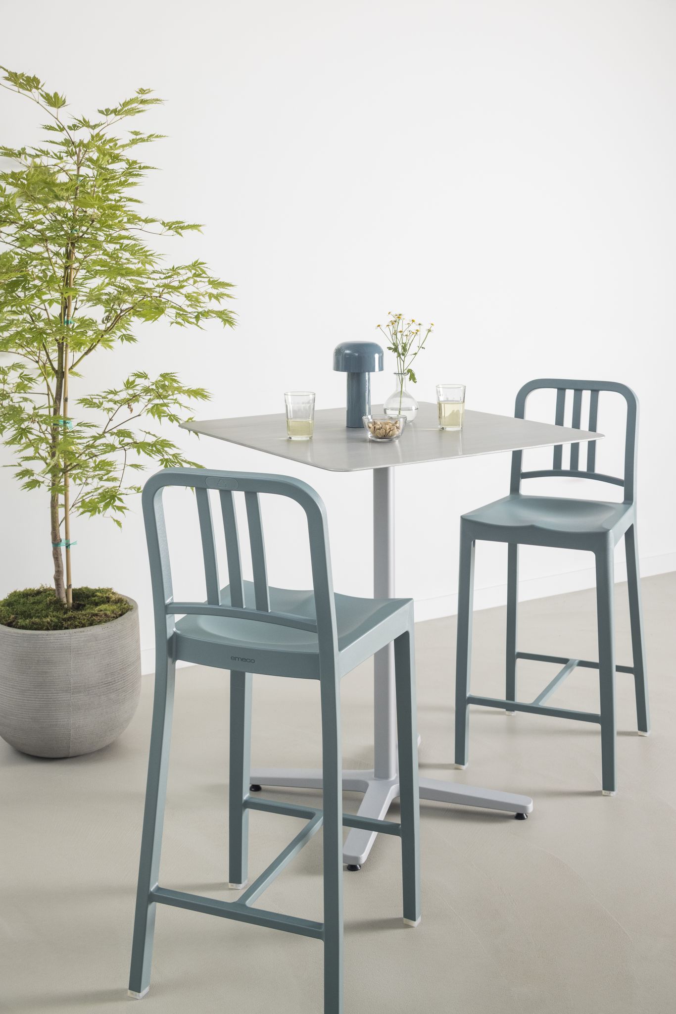 111 Navy Counter Stool Cypress Green Emeco