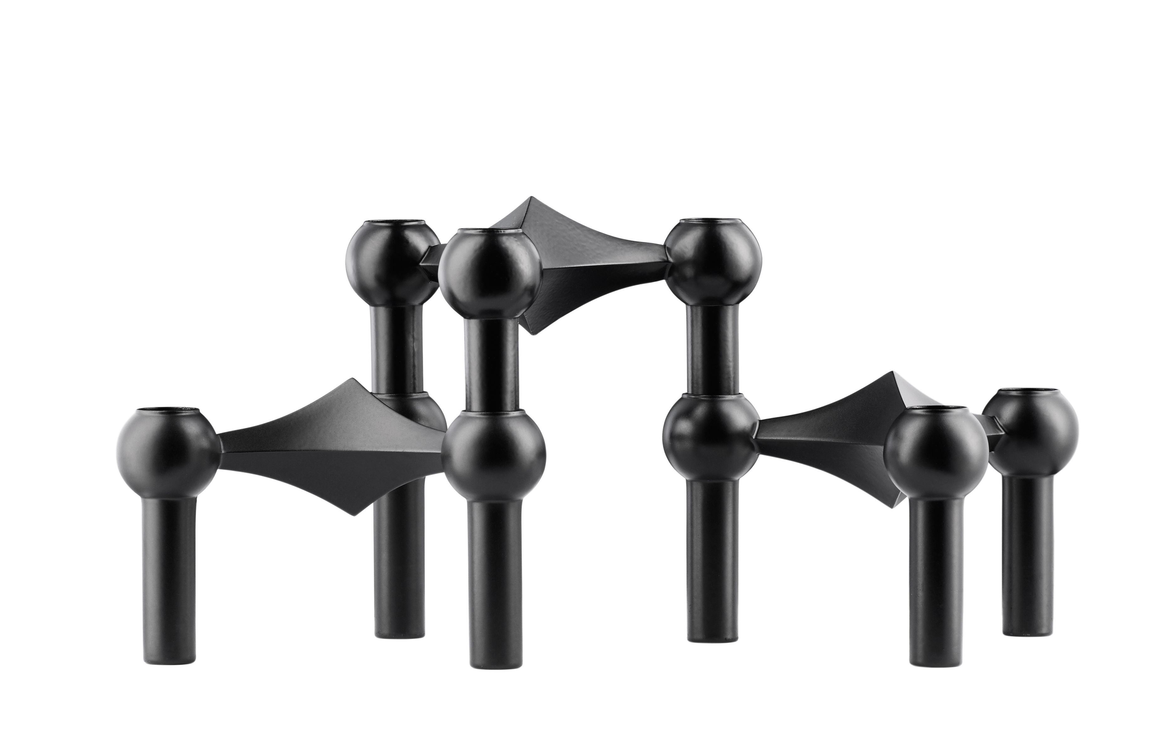Candlestick set of 3 black Stoff Nagel