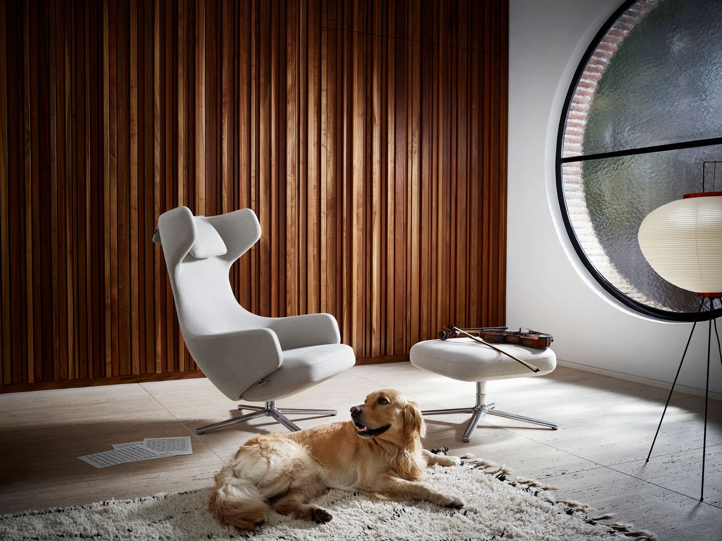 Grand Repos Armchair & Ottoman Preferred Combination Vitra Cosy Kieselstein 40 cm
