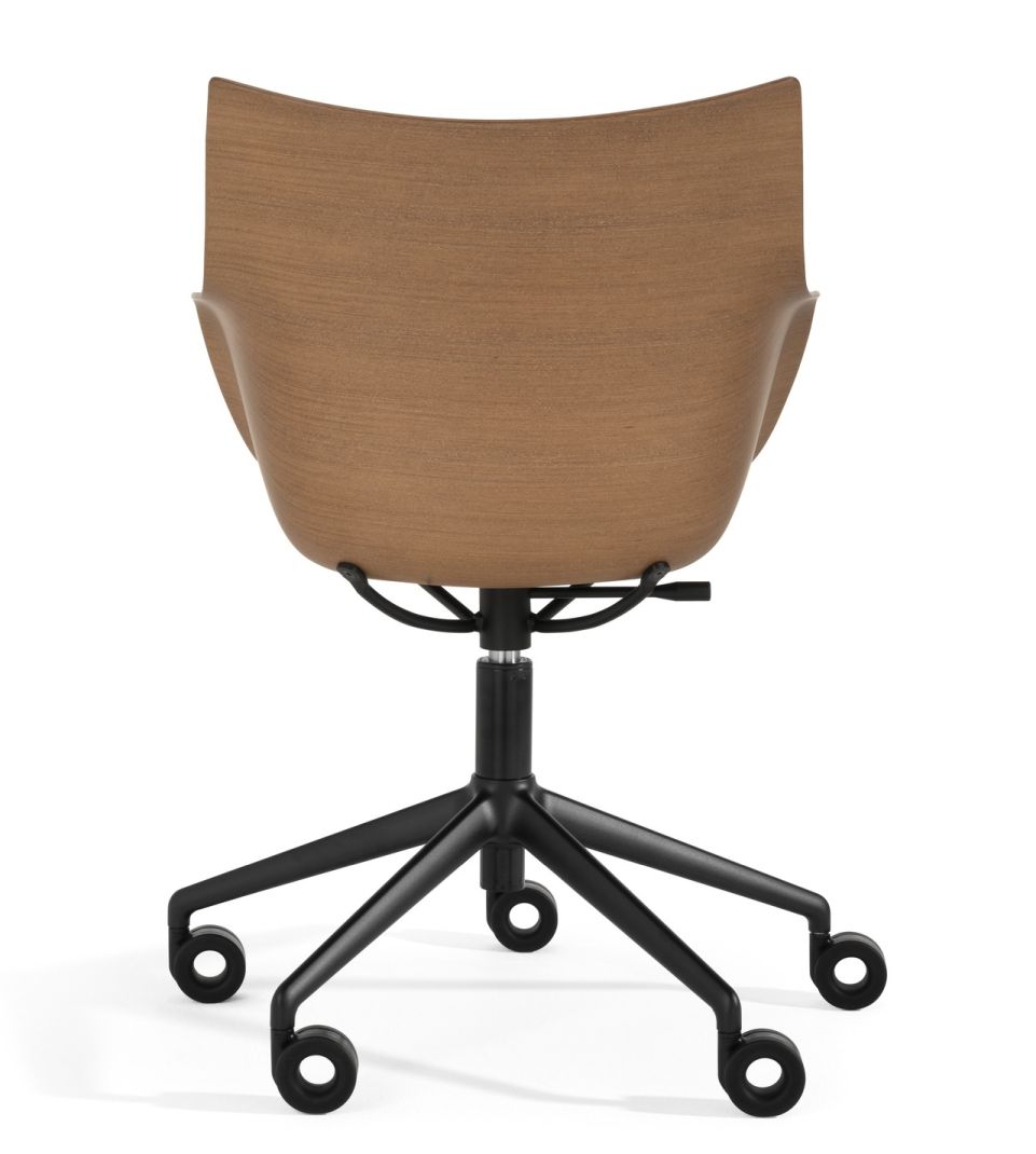 Q/Wood Swivel Chair SN Dark Wood / Black Frame Kartell