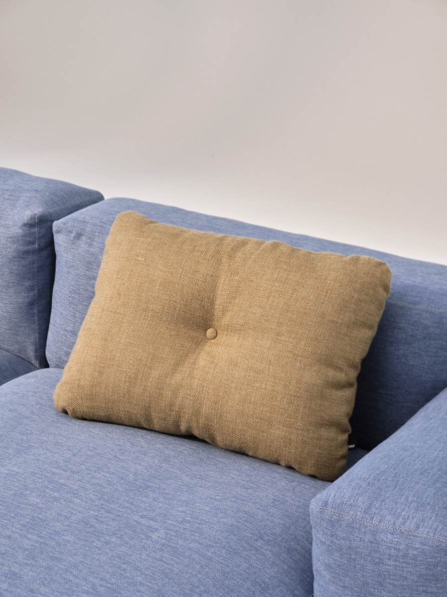 Mags Soft Sofa 3-seater Combination 4 Low Armrest Armrest left Hay Fabric Tartaglia red/white with beige stitching