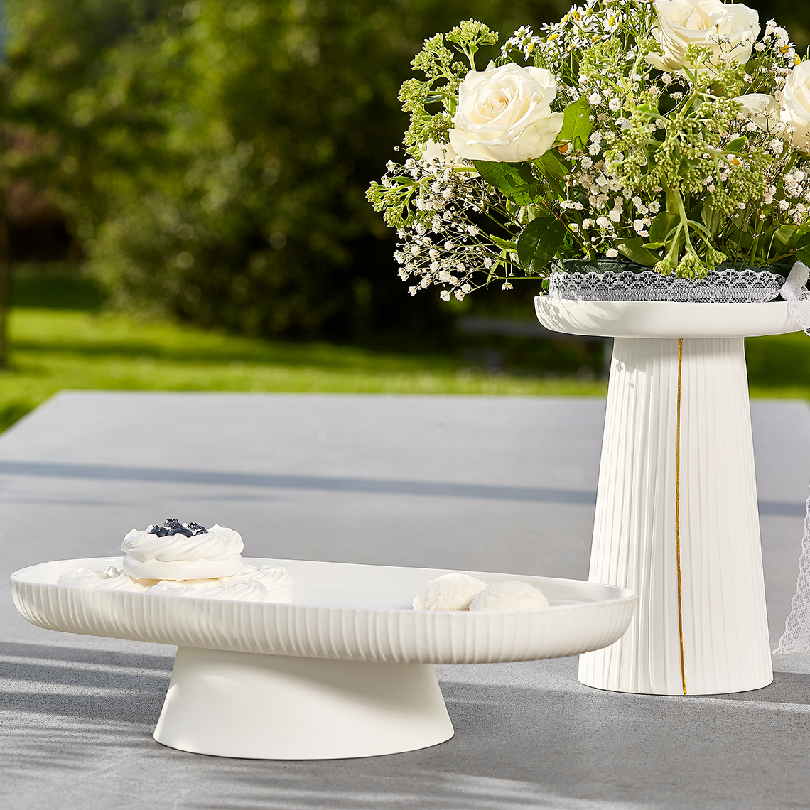 Wedding sideboard pleated wheels