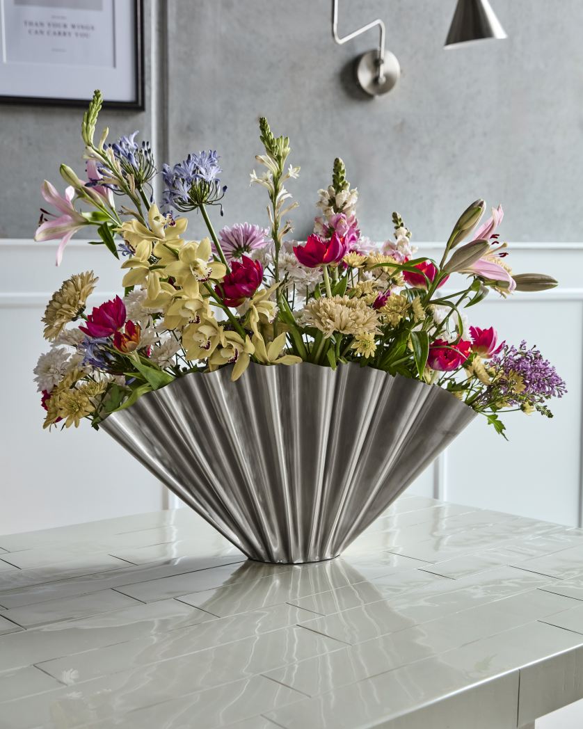Vase HDFlood Wide Brushed Silver Finish house doctor 