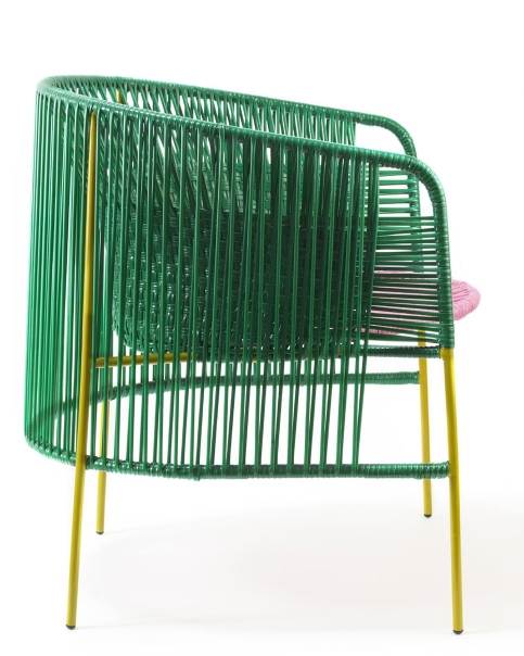 Caribe Lounge Chair Armchair Outdoor ames Emerald green / bubblegum pink / curry yellow