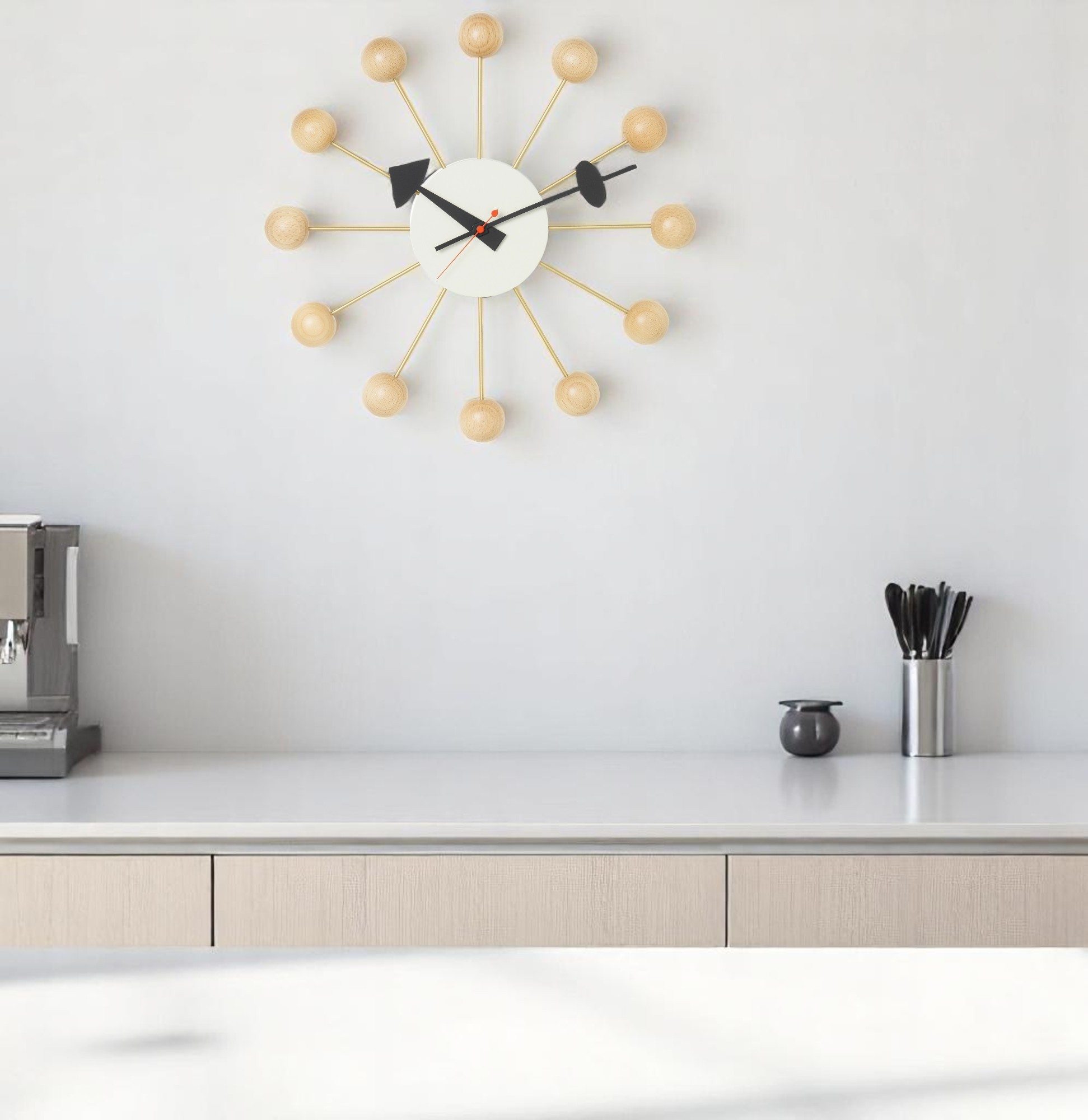 Ball Clock Wall Clock natural Vitra