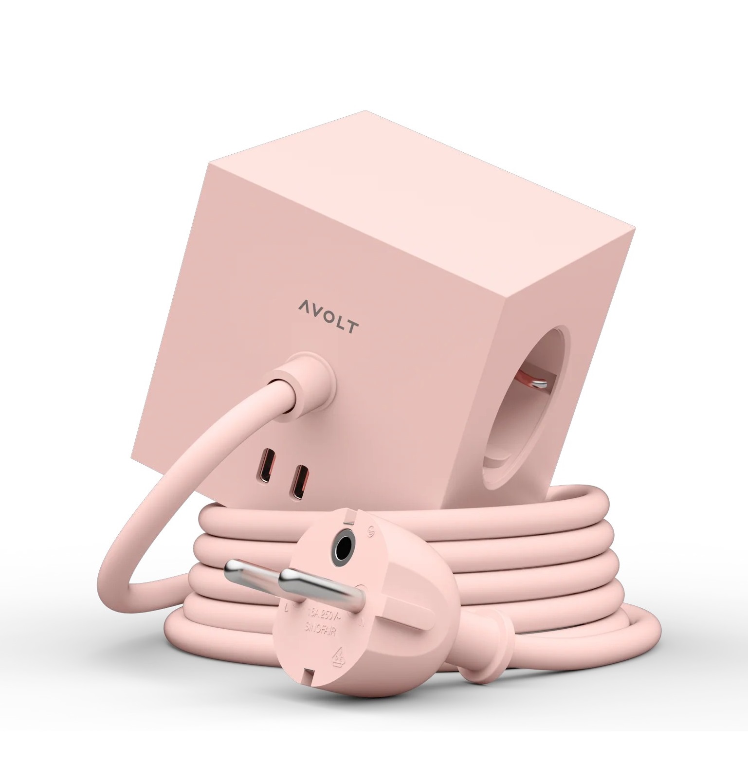 Avolt Socket Cube with USB C dfp Design Pink