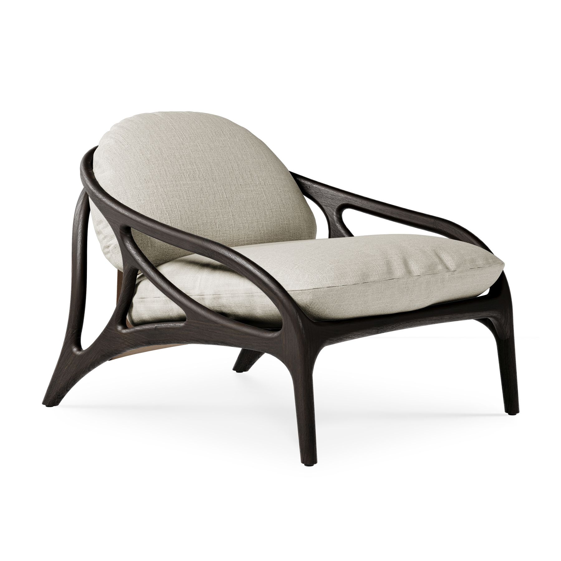 Vime Lounge Chair Leather taupe - beige chenille Morpho