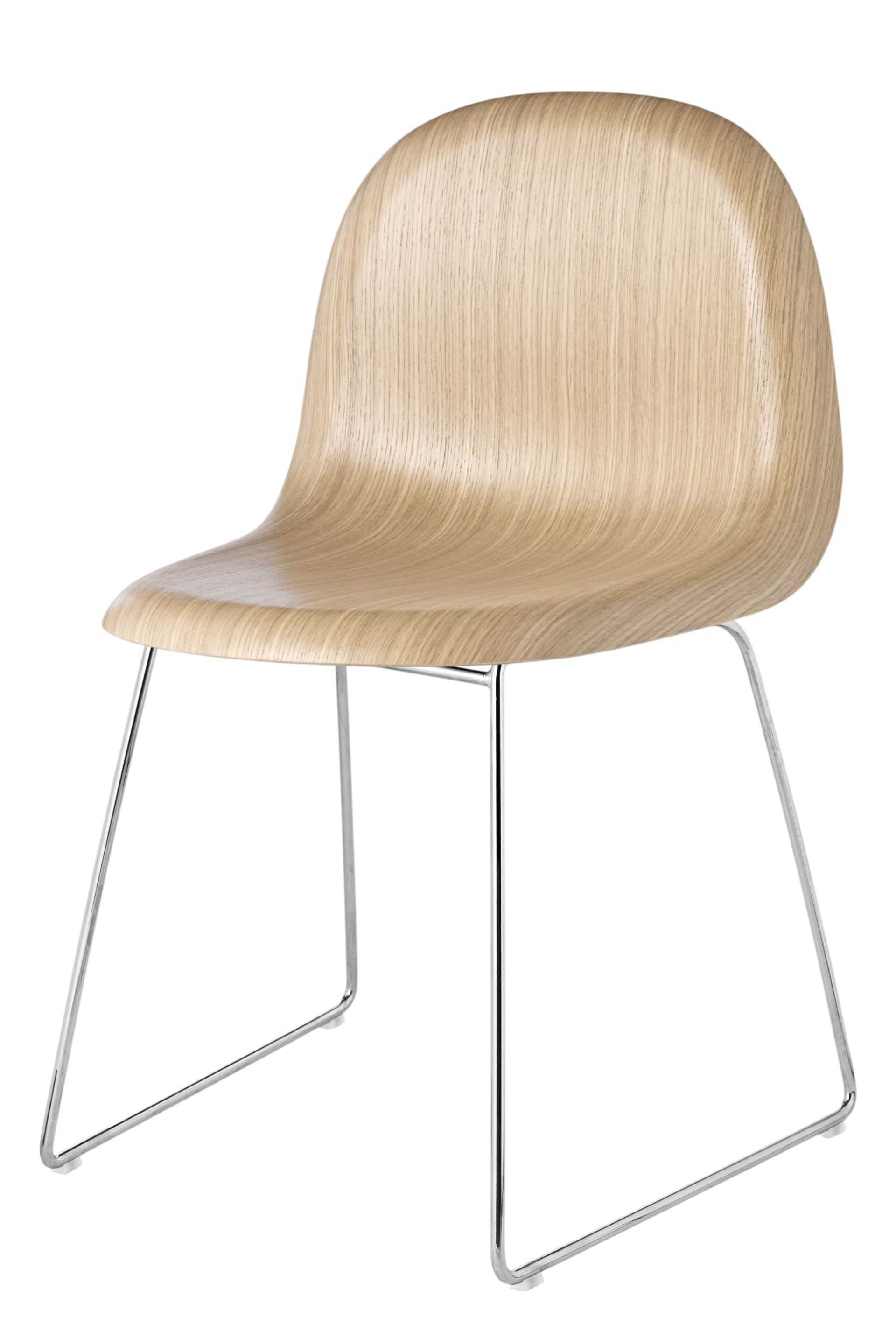 3D Dining Chair Oak - Sledge Base Steel - Plastic Glides Gubi