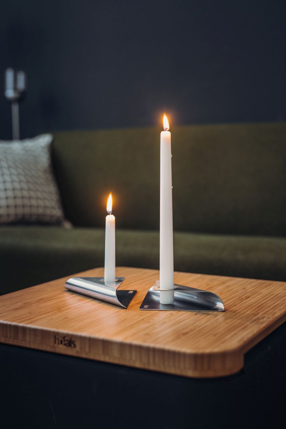 Square Candle candlestick set of 4 silver Höfats SINGLE PIECES
