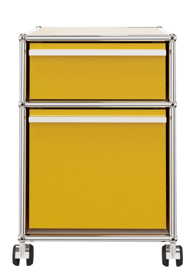 USM Haller Rollcontainer mit Hängeregistratur -goldgelb