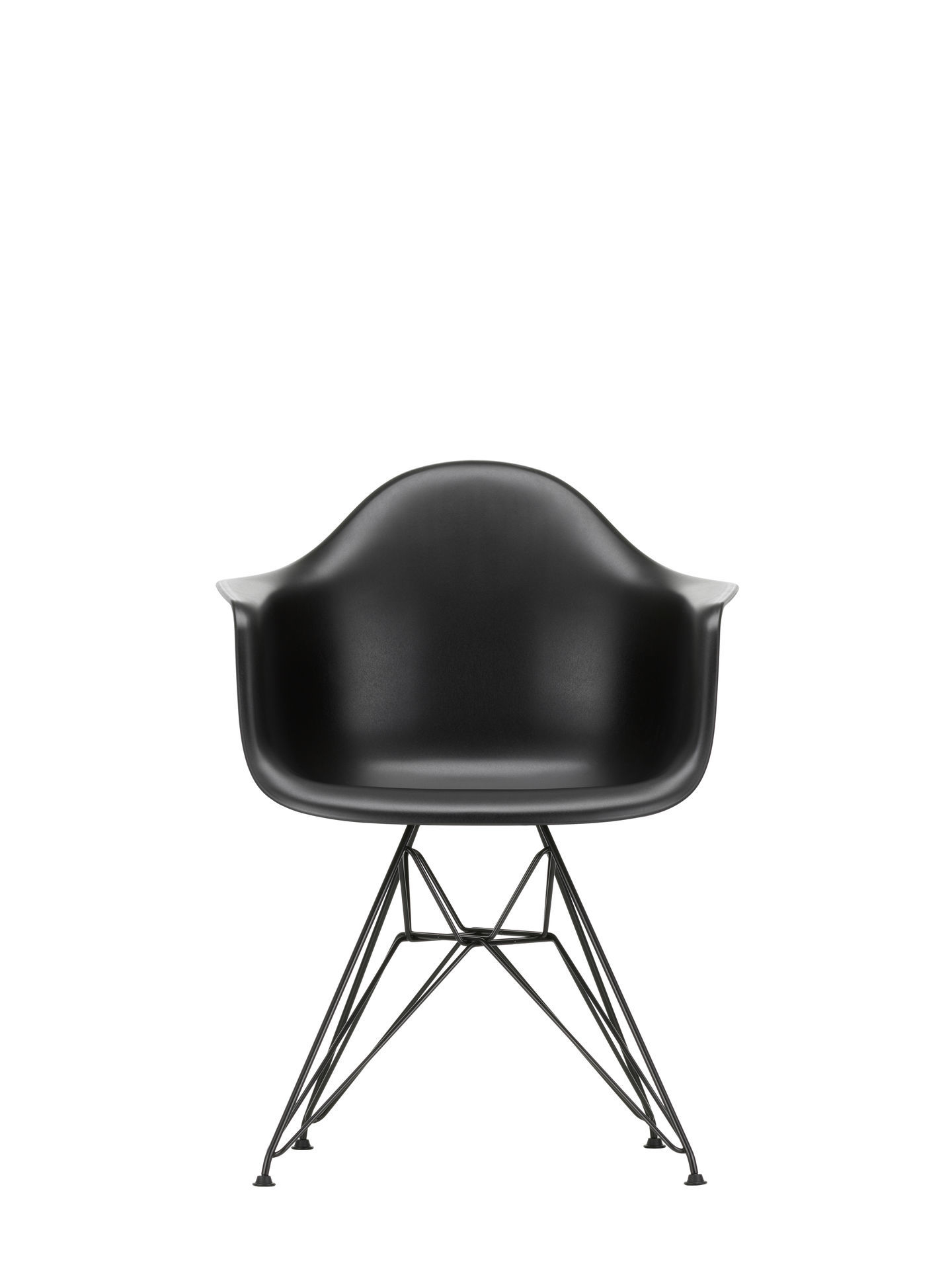 Eames Plastic Arm Chair DAR Stuhl von Vitra in Kieselstein mit verchromtem Gestell.