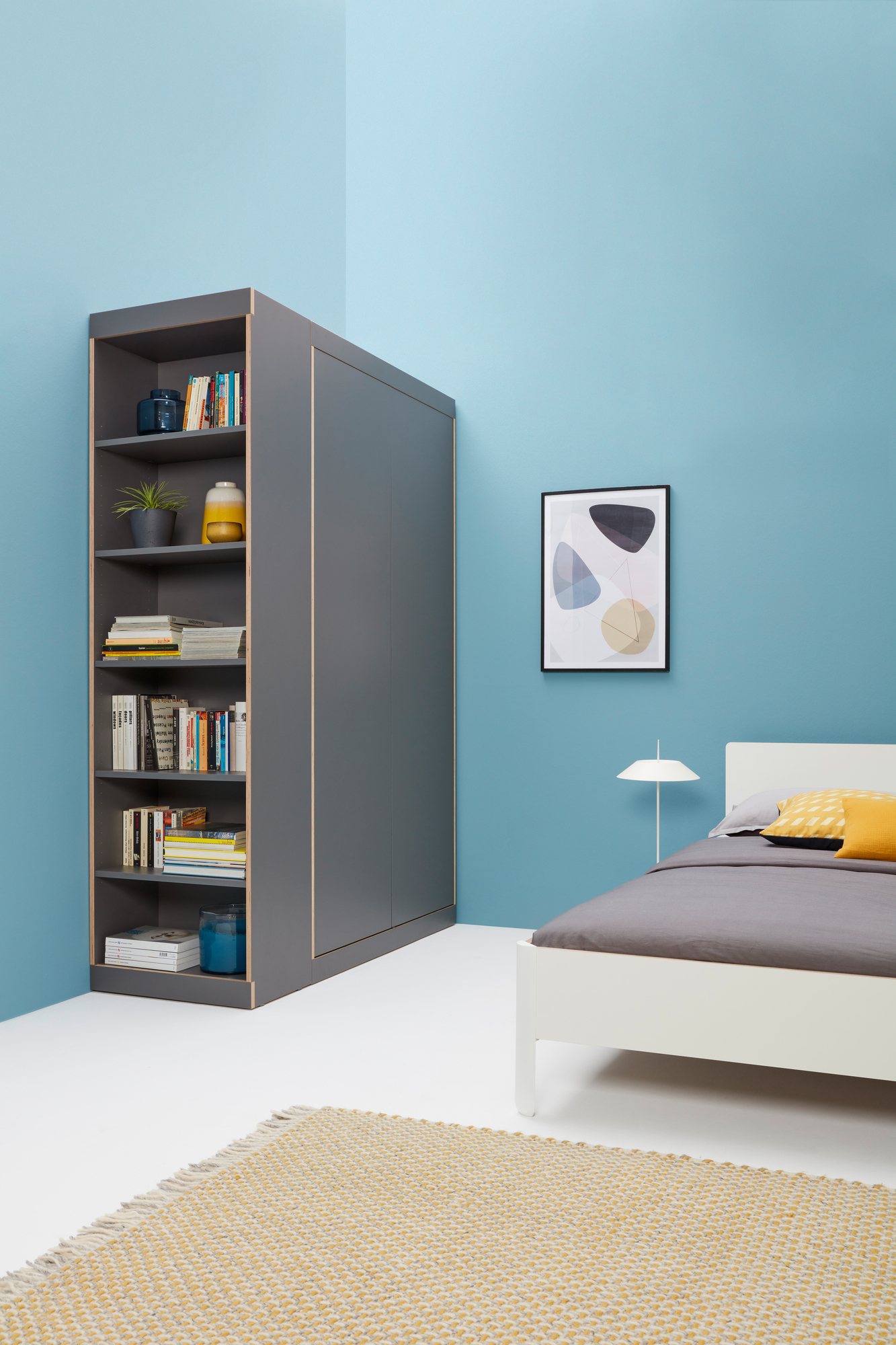 Nait Bed with headboard CPL white Müller Möbelwerkstätten