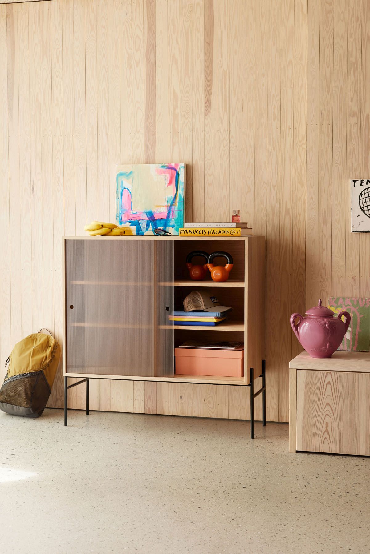 Hifive glass cabinet High W75cm light oak Northern