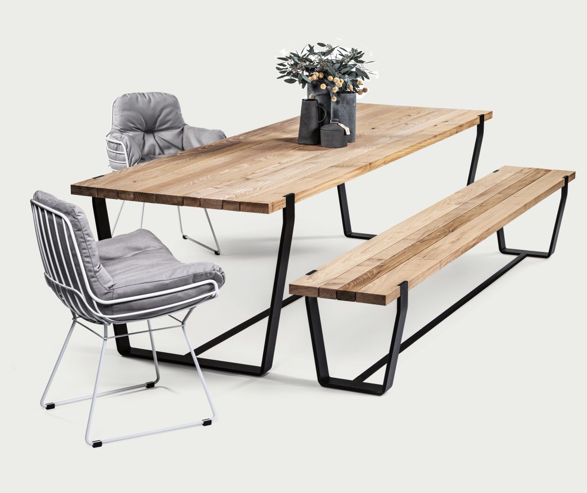 BB 12 Clamp Outdoor Bench Acacia brushed oiled Janua 