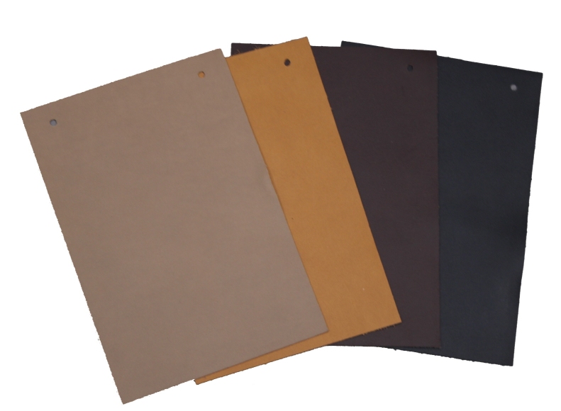 Ledermuster Sense Leder Hay in Beige, Braun, Dunkelbraun und Schwarz. Hochwertige Lederauswahl.