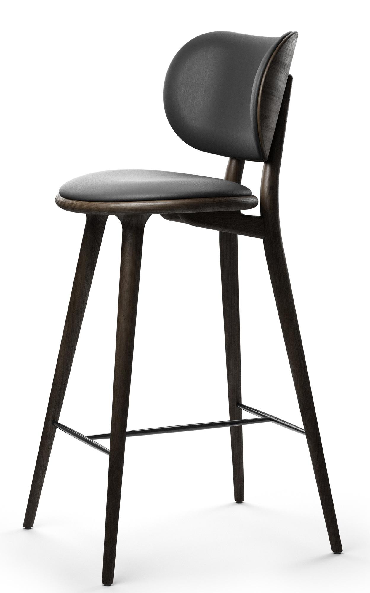 High Stool backrest Barstool Mater Beech black - black H 74