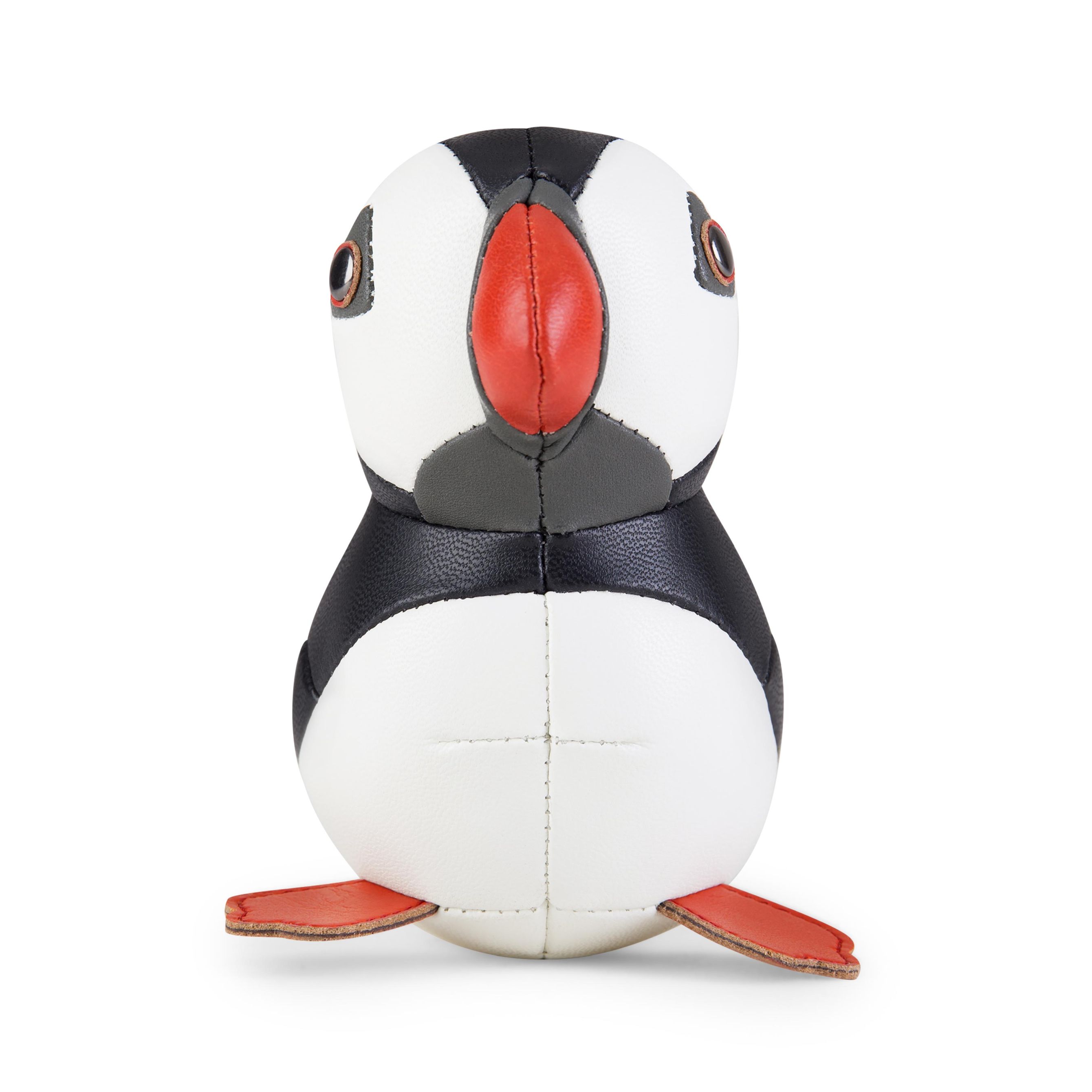 Briefbeschwerer Puffin Zuny aus Leder, handgefertigt, dekorativ und funktional, für Büro und Zuhause.