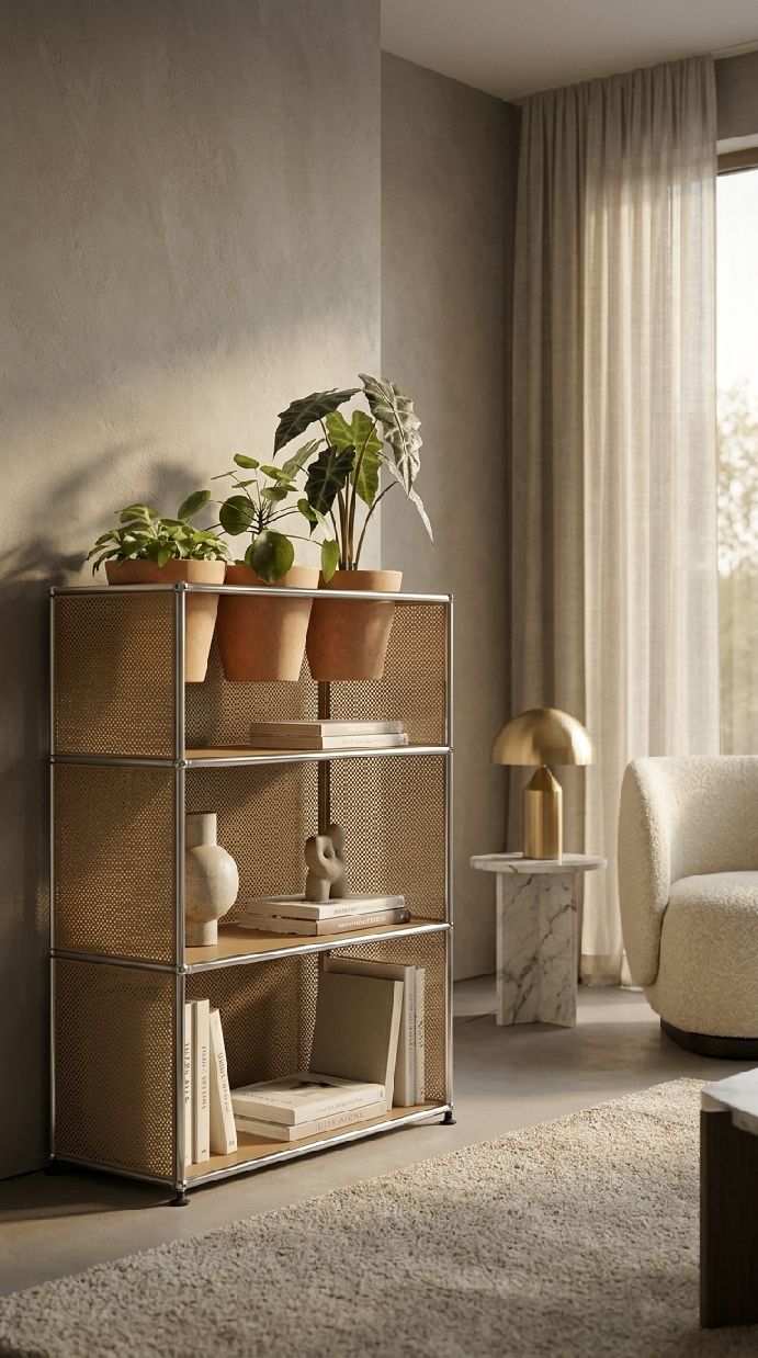 USM Haller Sideboard M56 with plant accessories Pure White